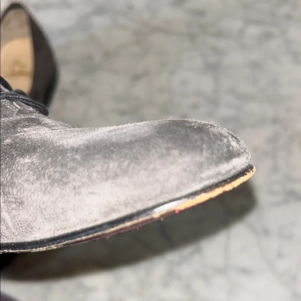 MENS Christian Louboutin Men's Dark Gray Suede Oxfords with Red Soles Sz 41 1/2